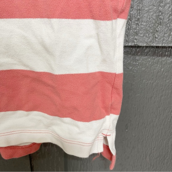 Boy’s Old Navy striped coral and white striped polo shirt - Picture 4 of 5